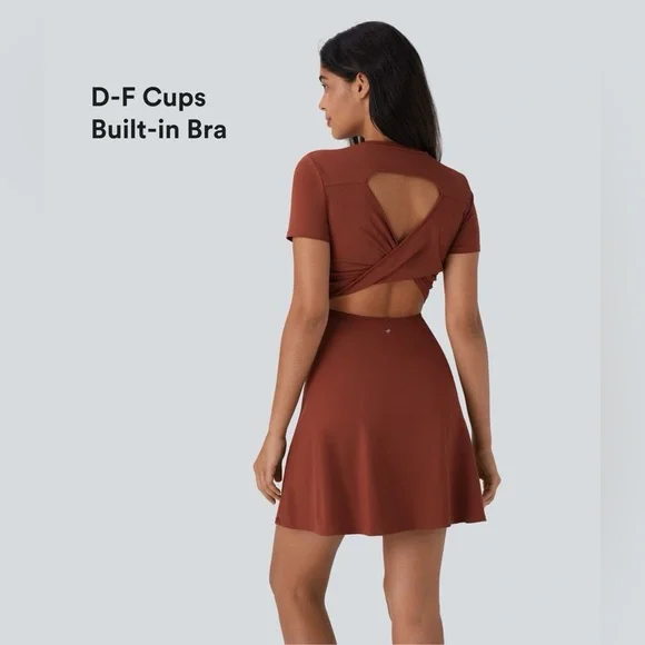 New with tags Hella short sleeve backless crisscross dress. Midi length size xl - Picture 2 of 8